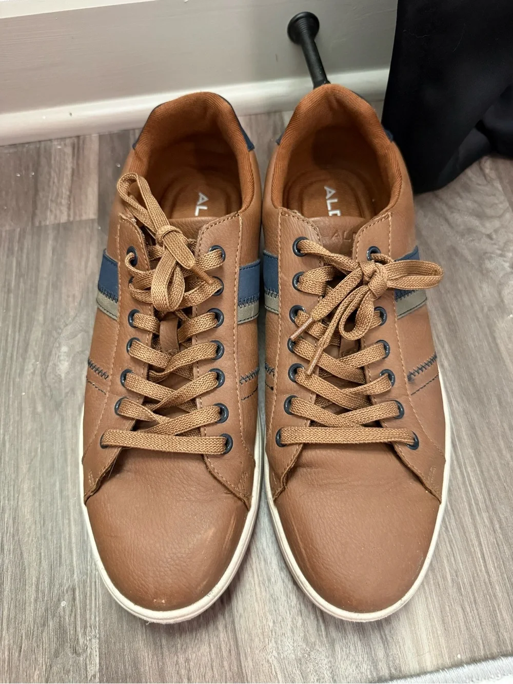 Aldo Brown Sneakers with Navy Side Stripe